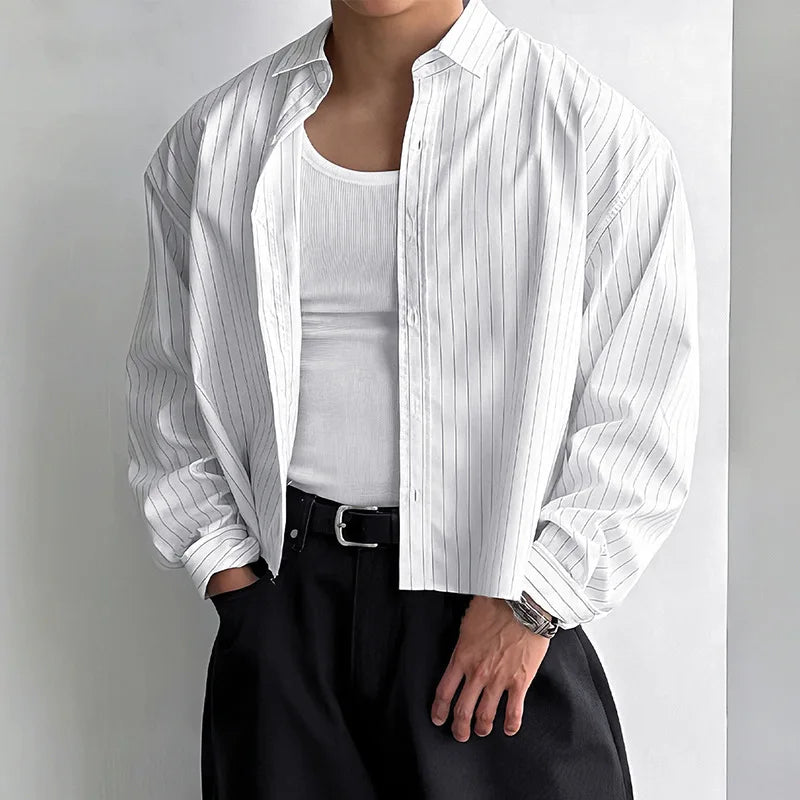Camisa Listrada Retro Manga Longa