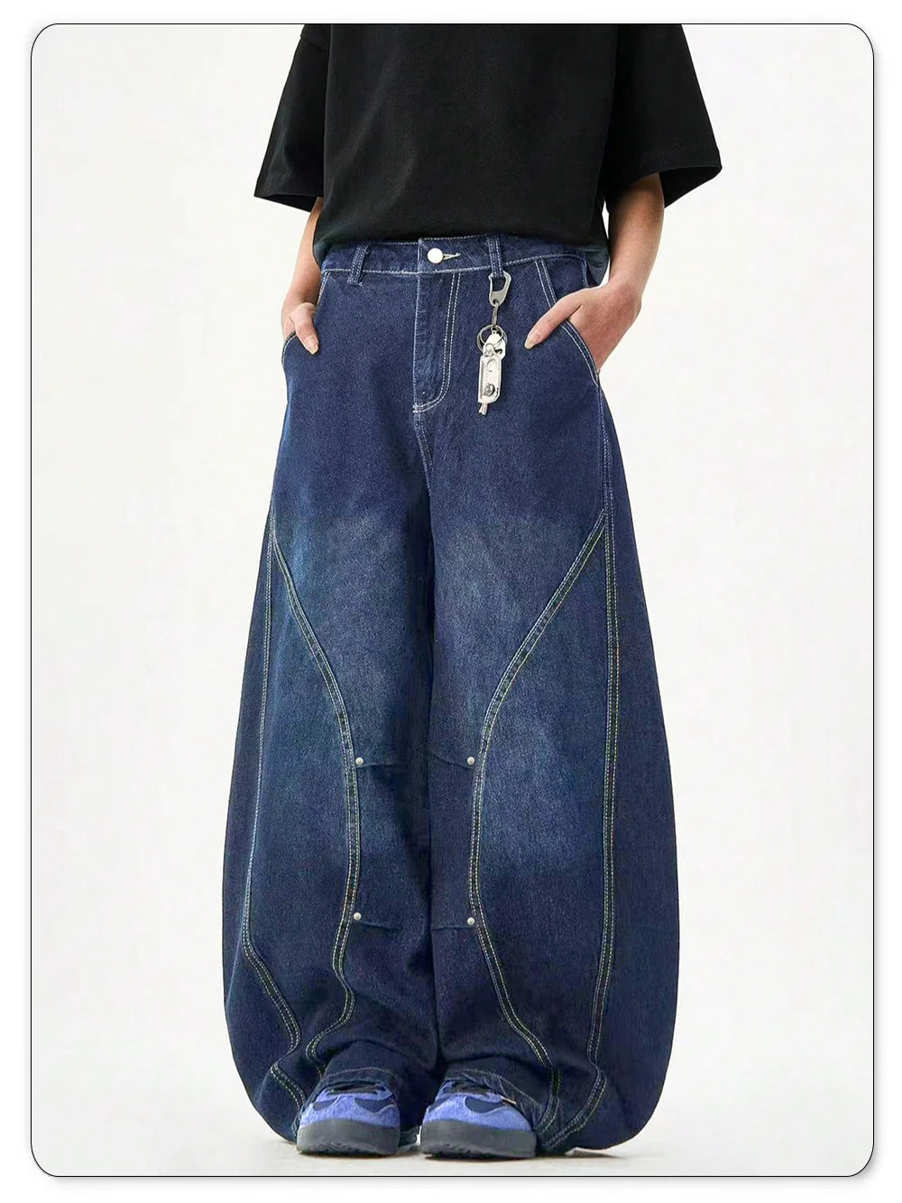 Jeans Baggy Wide Leg Machete Desconstruído Americano