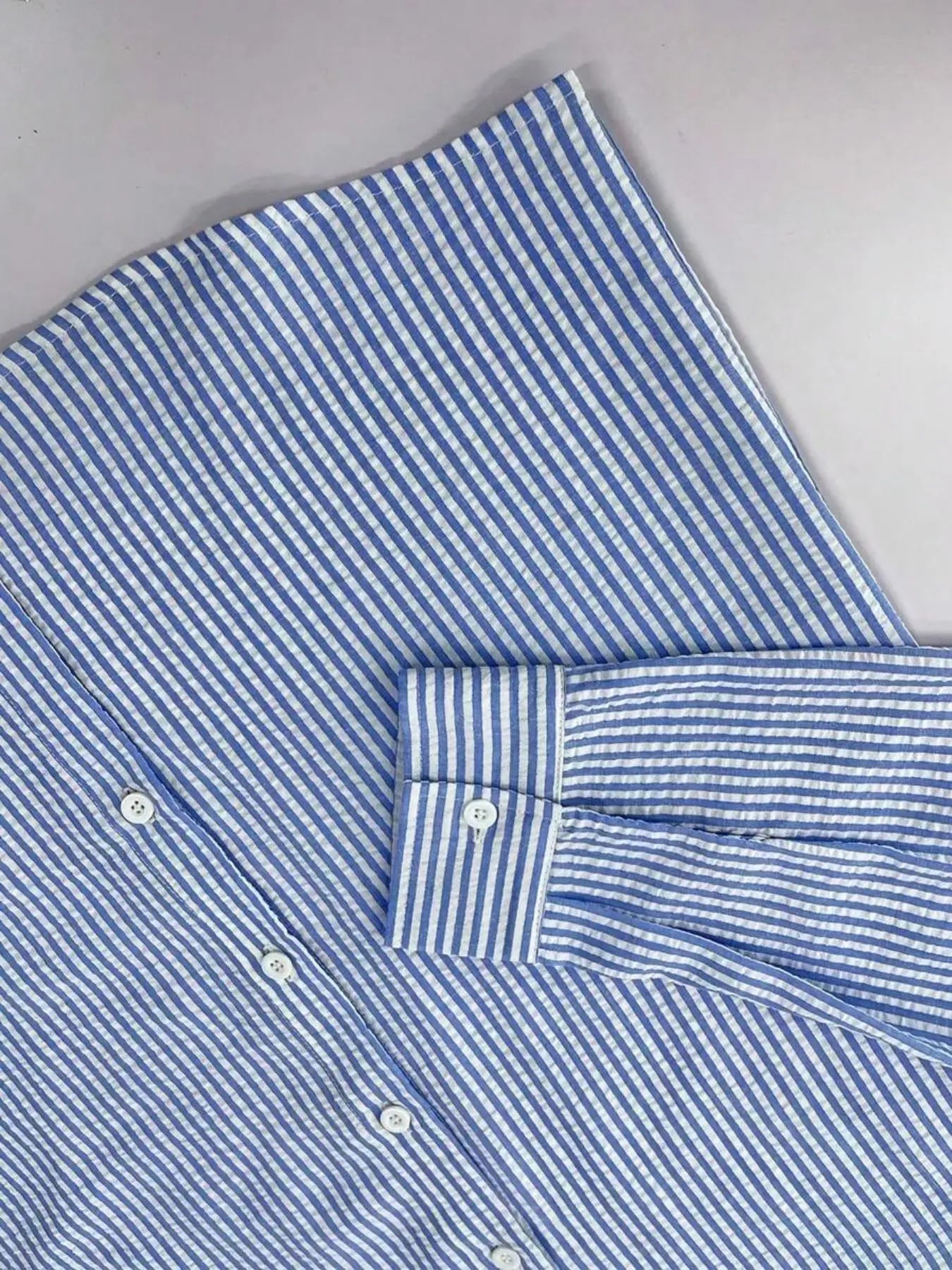 Camisa Listrada Manga Longa Loose Casual