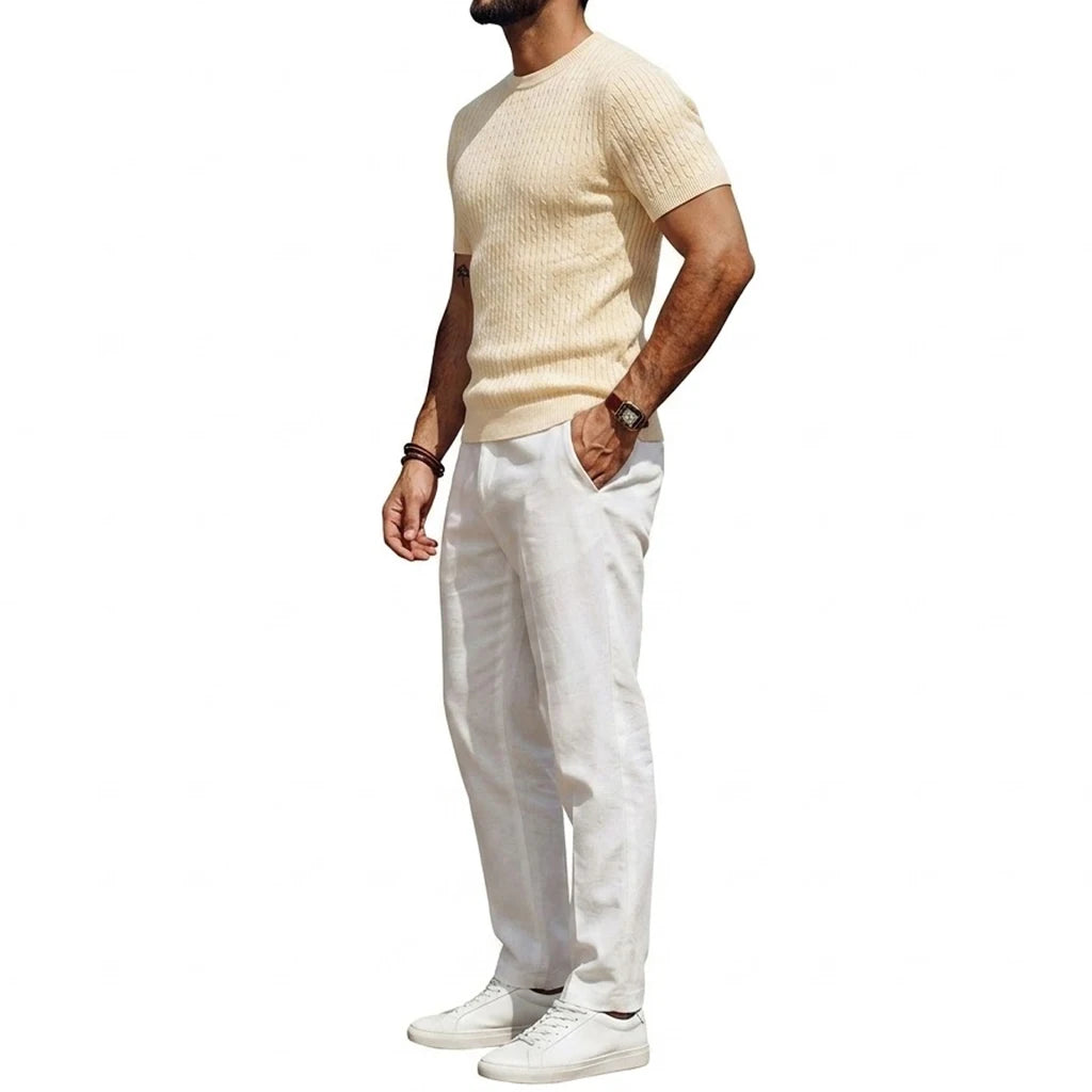 Camiseta Knit Pullover Manga Curta
