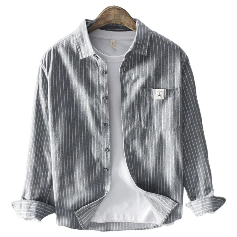 Camisa Social Listrada 100% Algodão