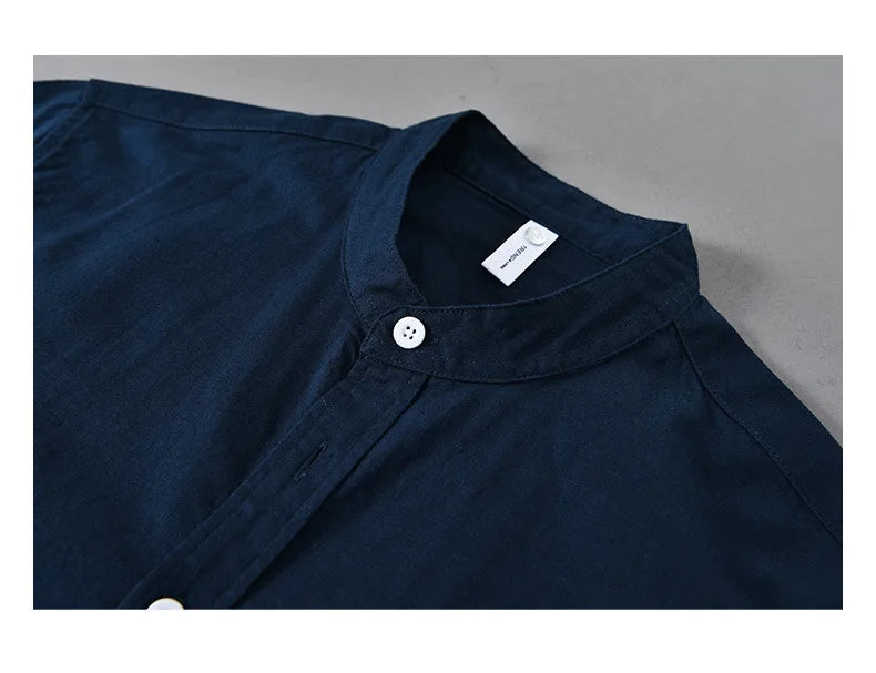 Camisa Linho Japonesa Mandarin Collar