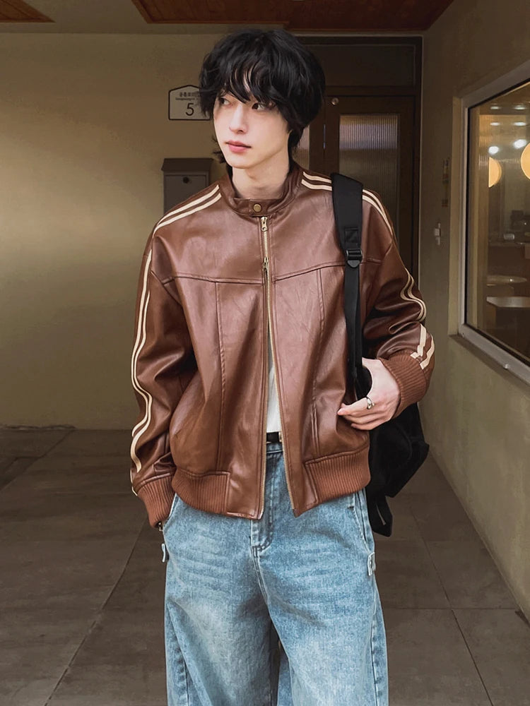 Jaqueta Biker Stand Collar Coreana