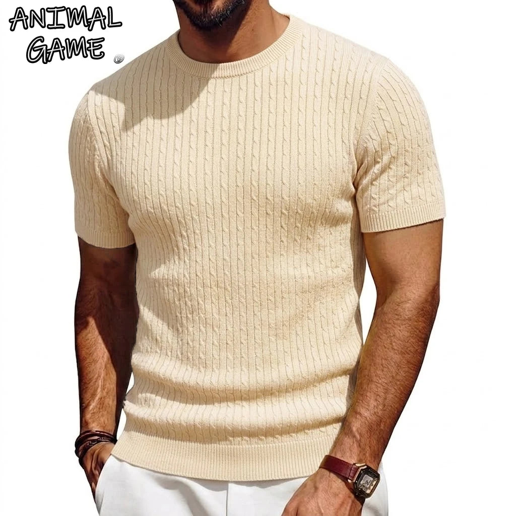 Camiseta Knit Pullover Manga Curta