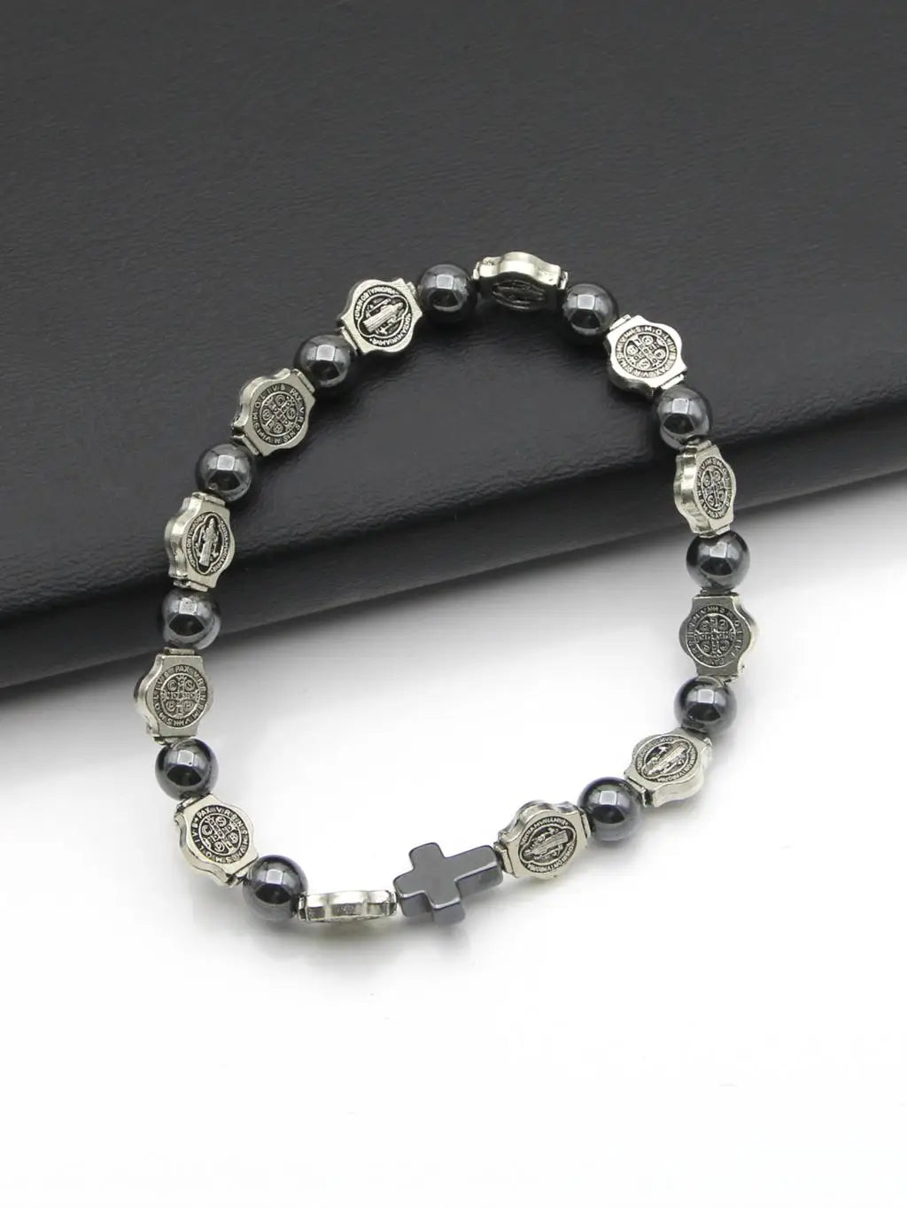 Pulseira Rosário Católico Hematita