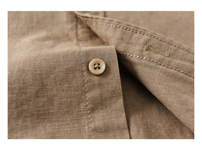 Camisa Linho Japonesa Mandarin Collar