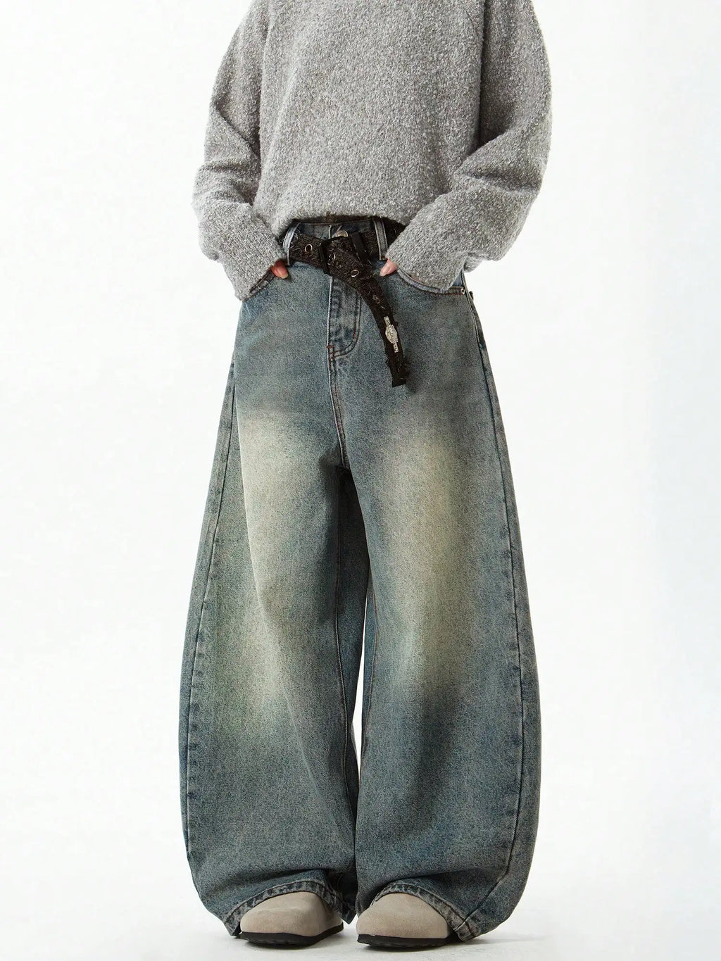 Jeans Wide Leg Curved Blade Vintage Azul