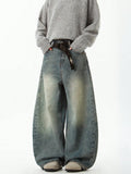 Jeans Wide Leg Curved Blade Vintage Azul