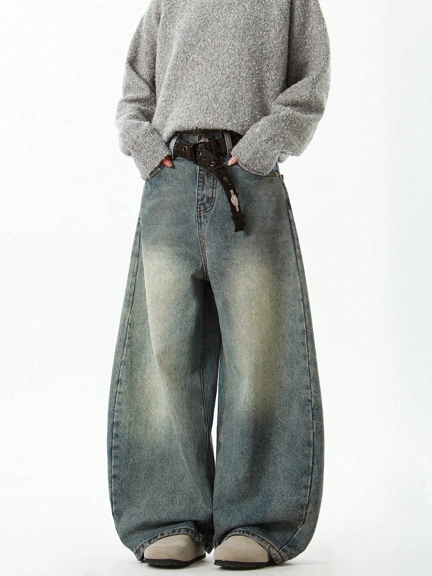 Jeans Wide Leg Curved Blade Vintage Azul