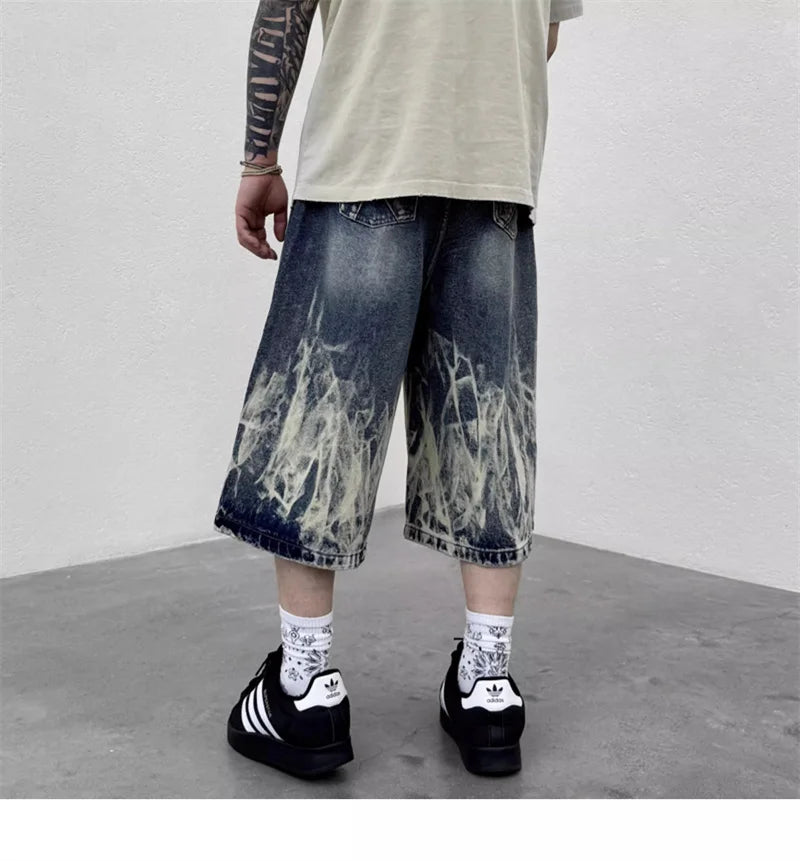 Jorts Flame Graphic Punk Y2K