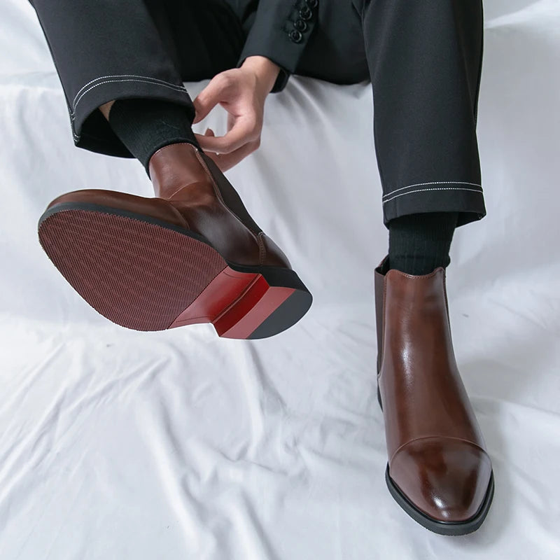 Chelsea Boot Sola Vermelha Bico Redondo Business