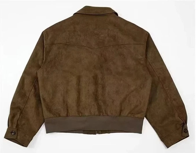 Jaqueta Suede Lapel Moto Coreana