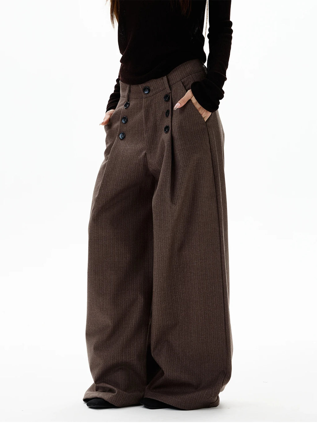 Calça Wide Leg Pinstripe