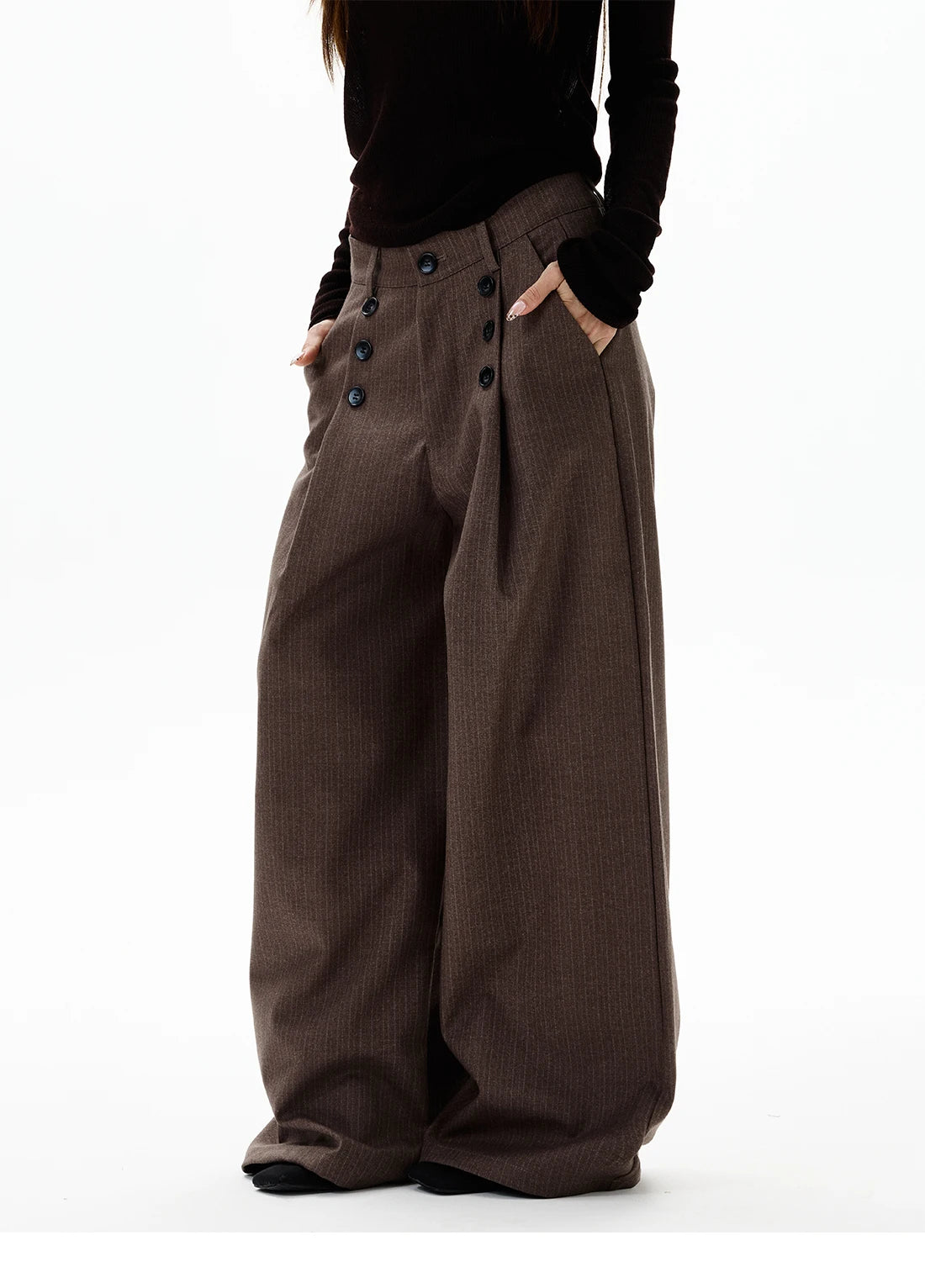 Calça Wide Leg Pinstripe