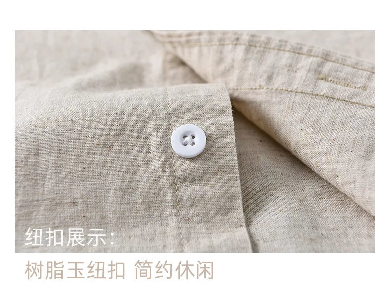Camisa Linho Japonesa Mandarin Collar