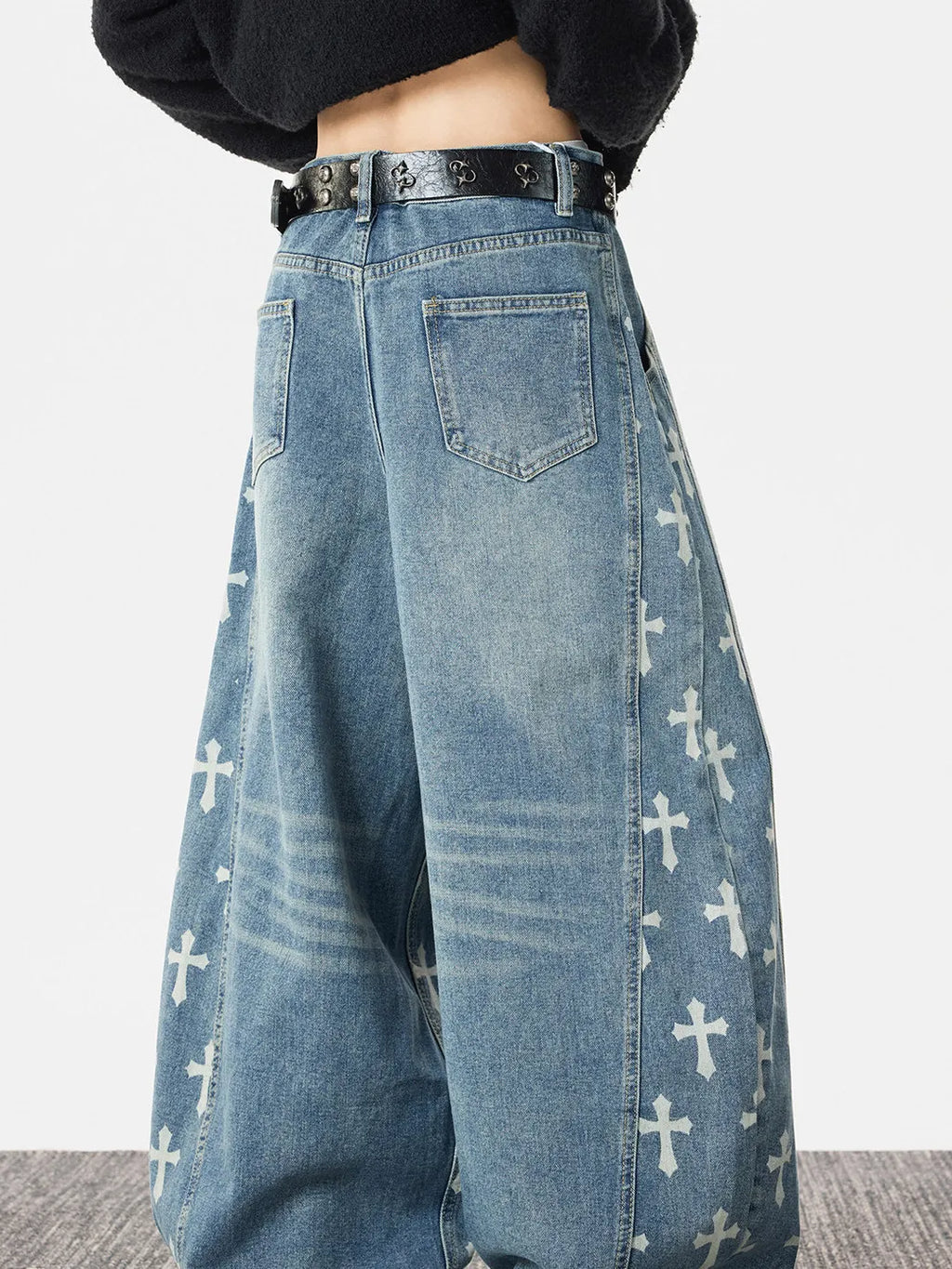 Jeans Straight Leg Knife Cut Azul
