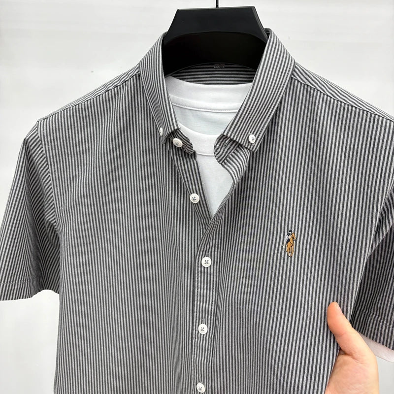 Camisa Listrada Bordada Premium