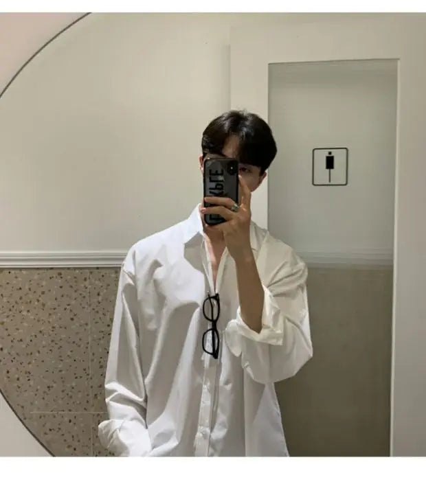 Camisa Coreana Slim Fit Manga Longa
